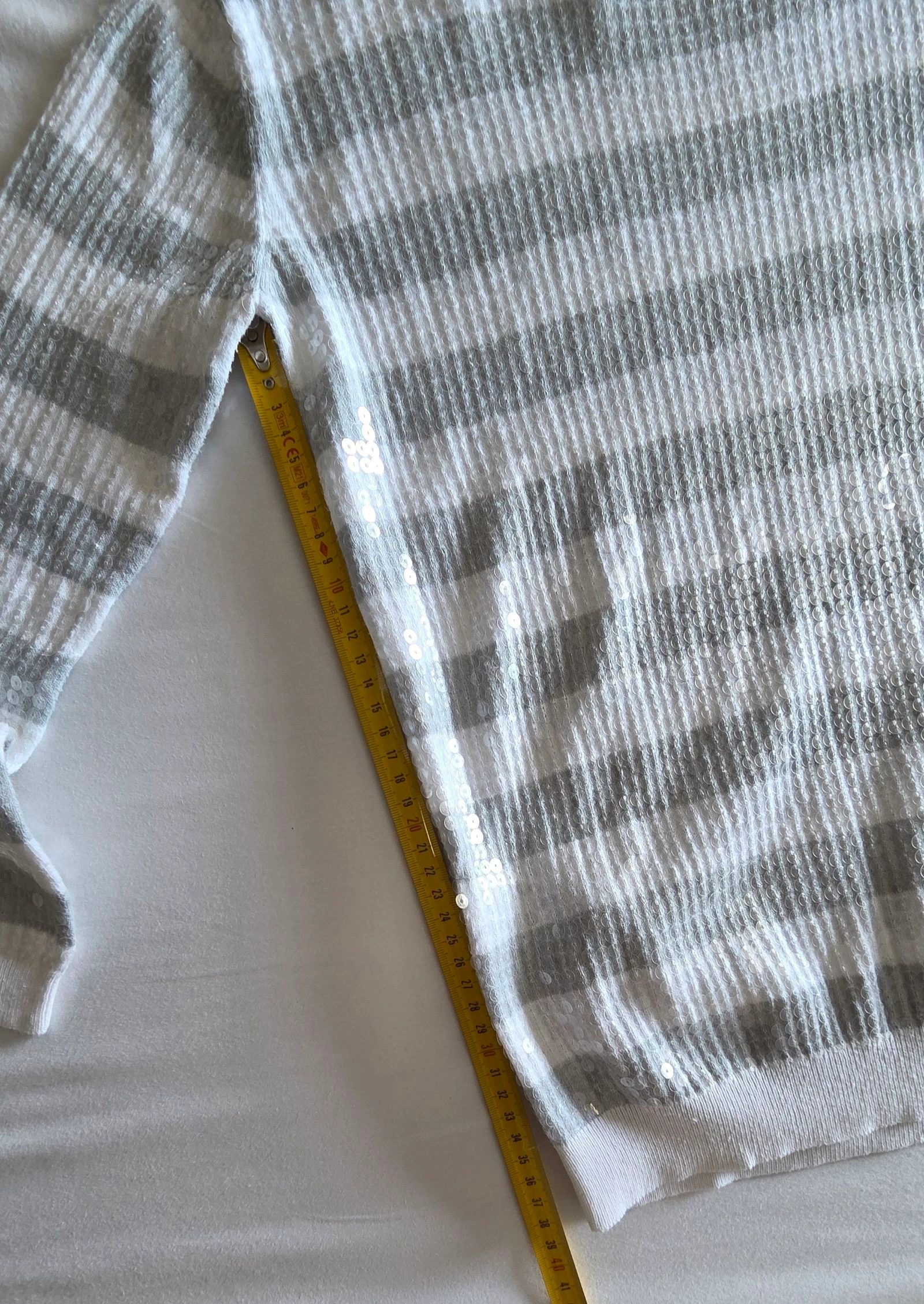Grey and white striped sweater XS Mango Suit shiny sequined sweater – photo 14